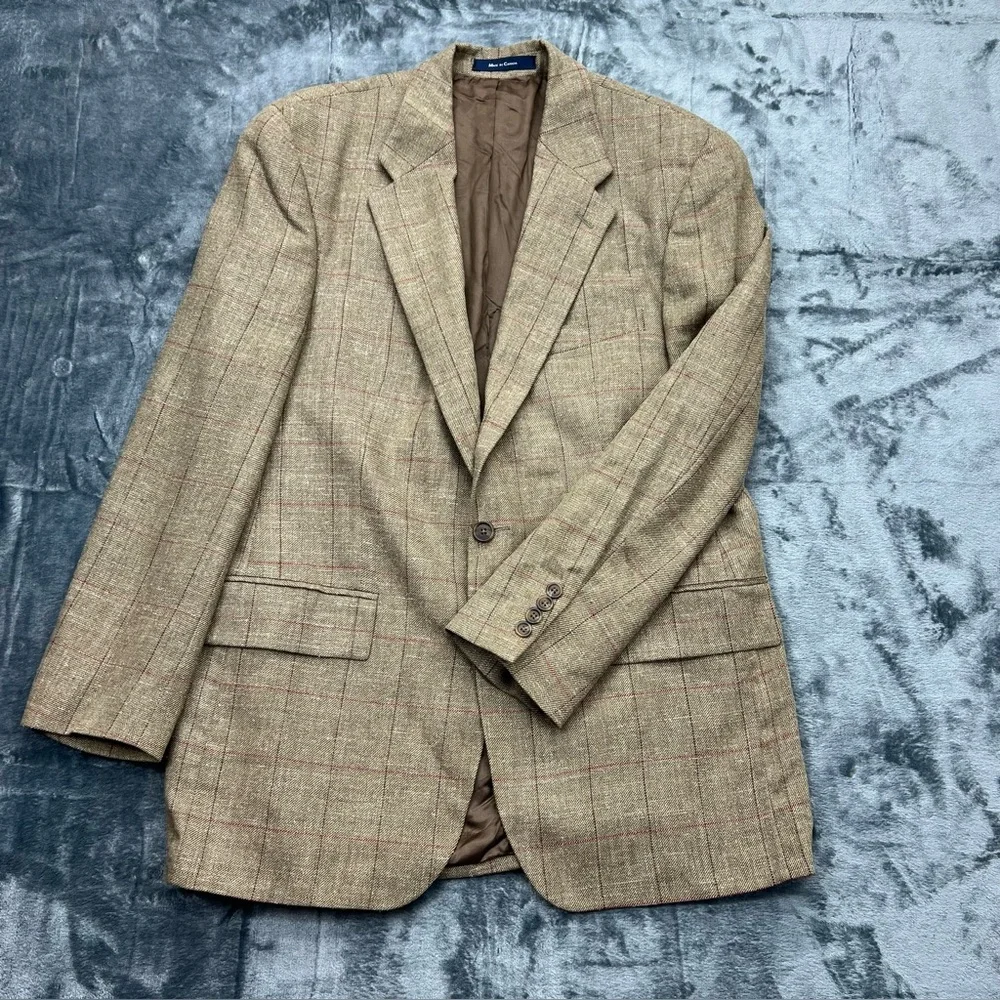 VTG Polo University Ralph Lauren 41R Silk Blend Sport Coat Blazer Herringbone